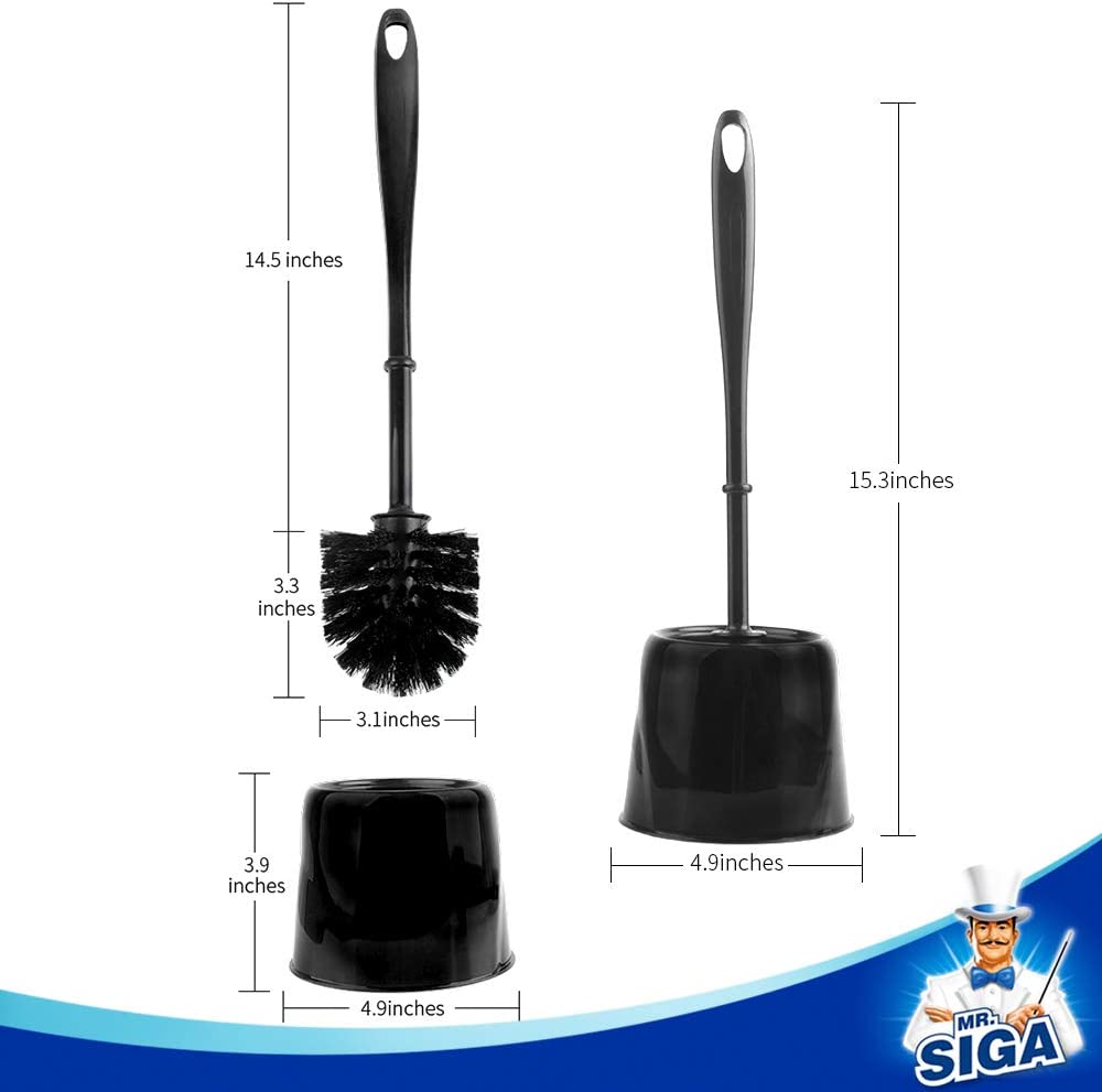 MR.SIGA Toilet Brush with Holder, Pack of 3, Black – Clean Biz Network Shop