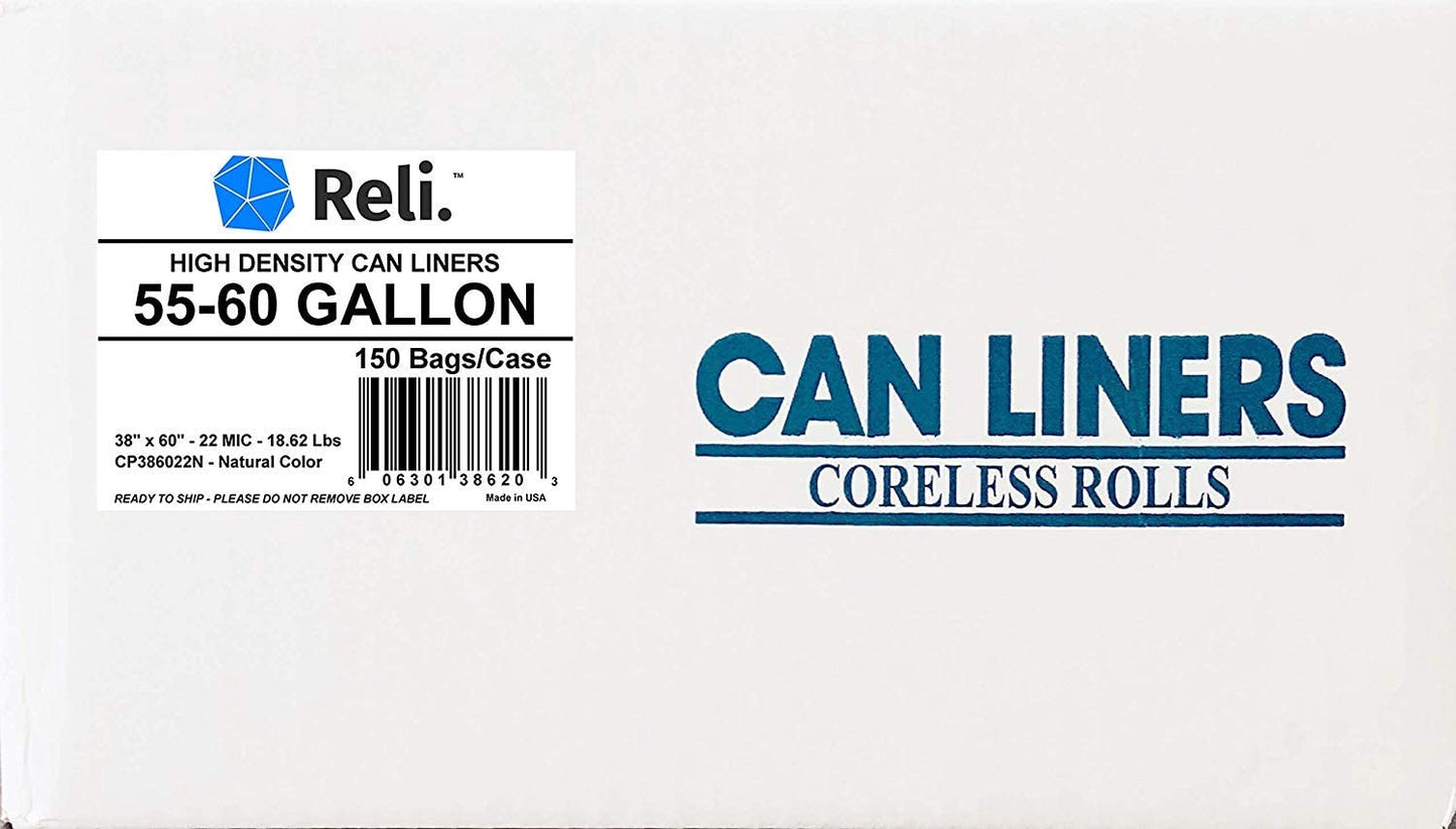 Reli. SuperValue 55 Gallon Trash Bags (150 Count Bulk), Made in USA - –  Clean Biz Network Shop