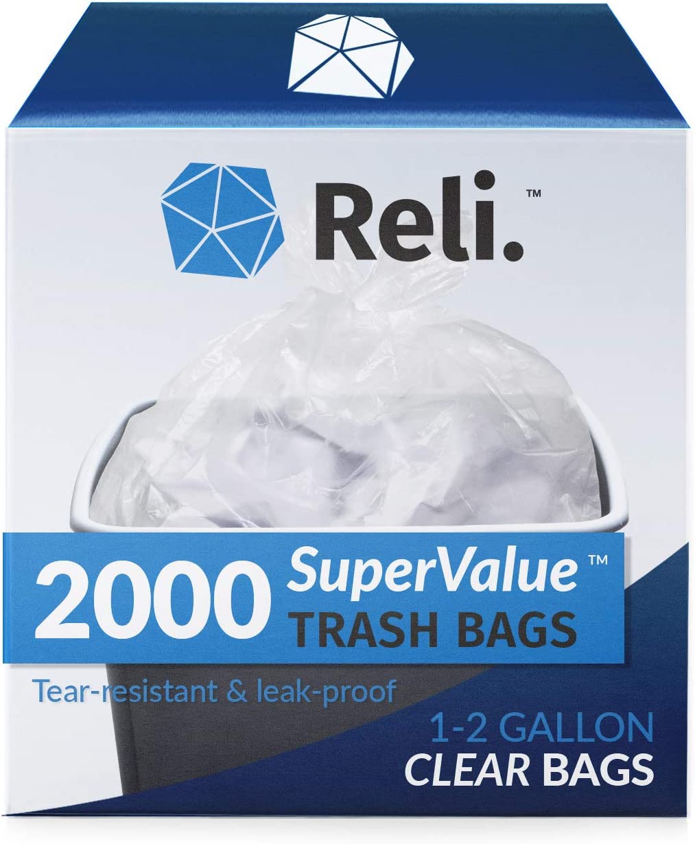 Reli. SuperValue 95 Gallon Trash Bags (68 Count, Bulk) Clear 95